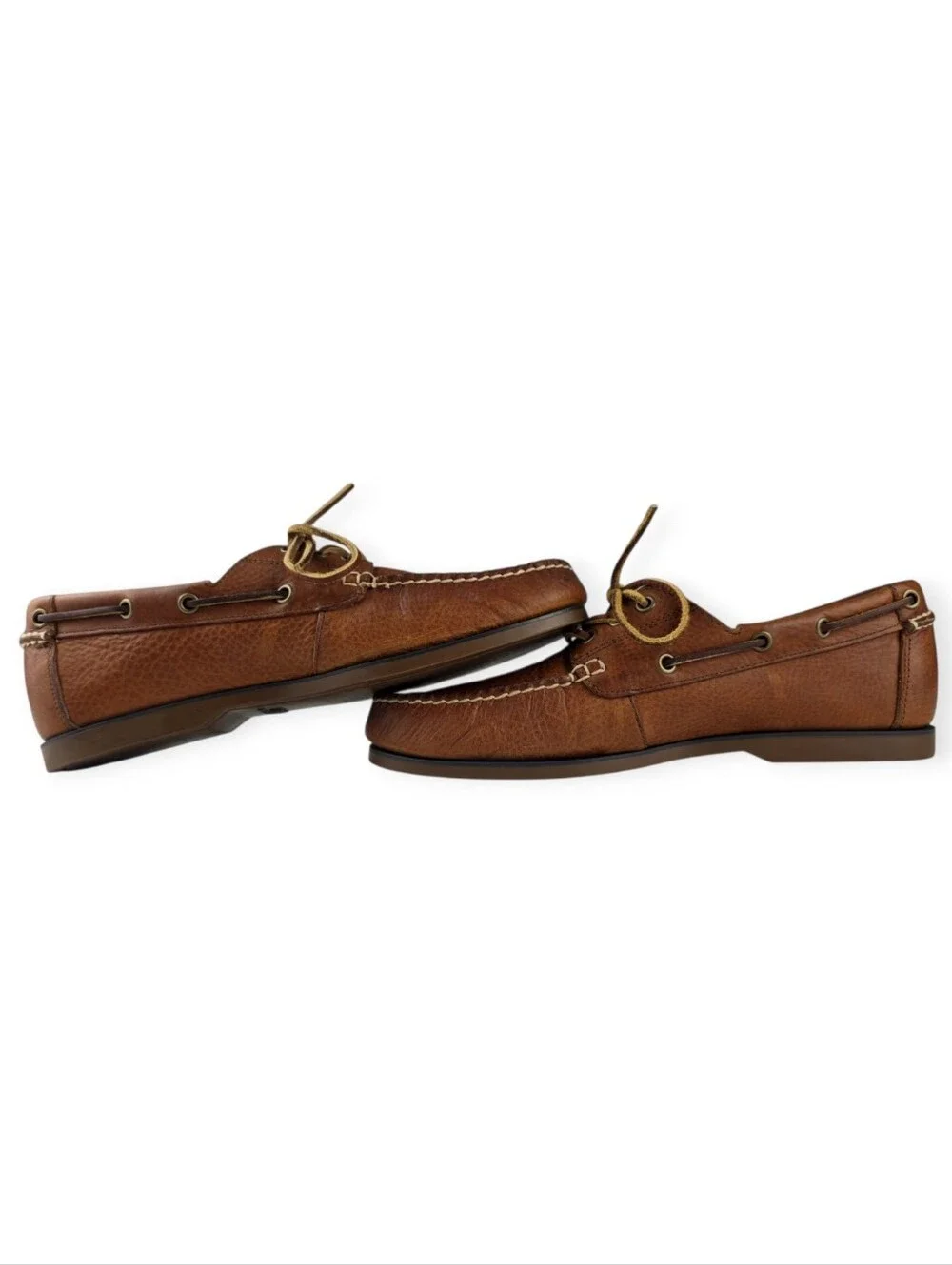Polo Ralph Lauren Bienne Men's Tumbled Leather Boat Shoes Men’s Size 9.5D EUC